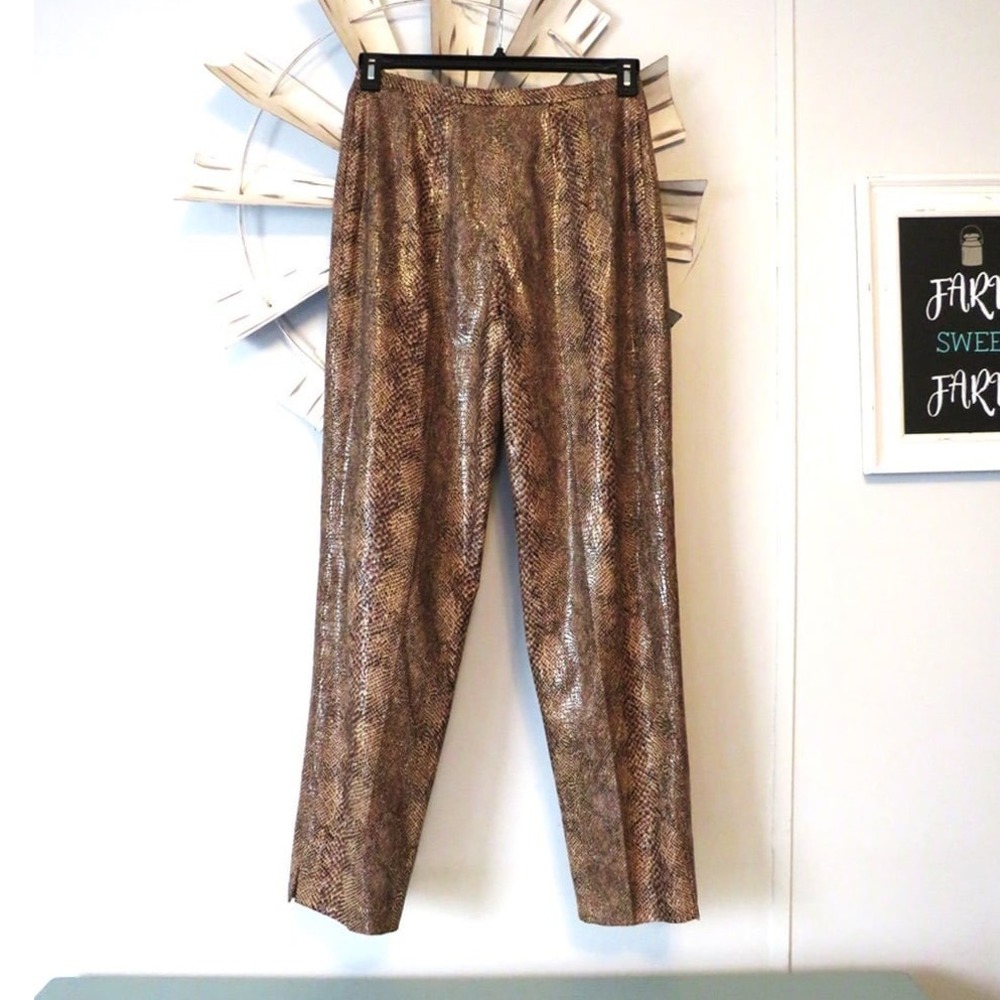 Harve Benard Holtzman Snakeskin Print‎ Trousers Size 8 Faux Leather Fully Lined
